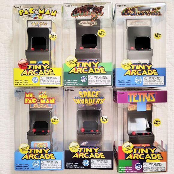 6 X Namco World's Smallest Tiny Arcade Galaxian Ms Pac-Man Space Invaders Galaga - Picture 1 of 13